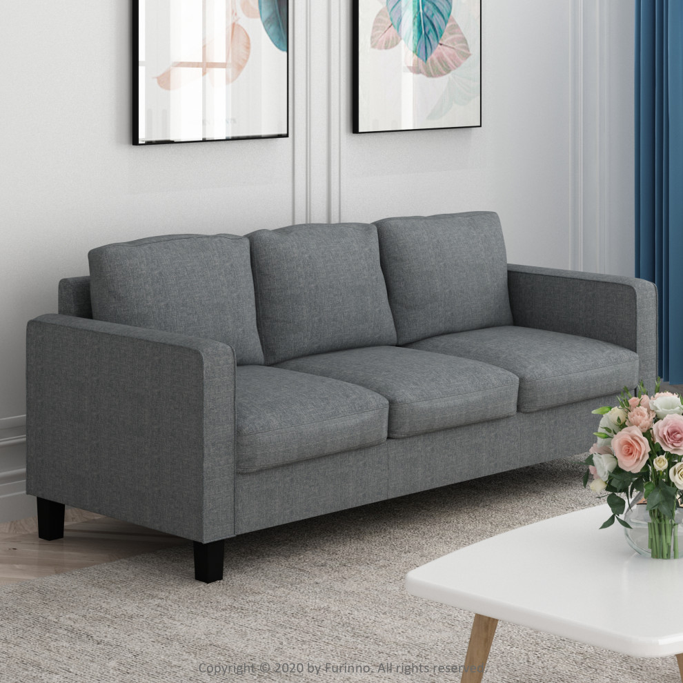 Furinno Bayonne Modern Upholstered 3 Seater Sofa  Gunmetal   Transitional   Sofas   by VirVentures  Houzz