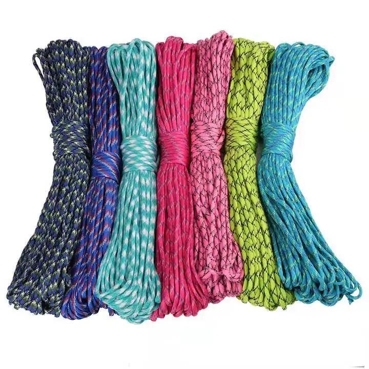 wholesale 550 para cord cord 4mm  7 strand type 3  100% Nylon Climbing Camping equipment Parachute Cord