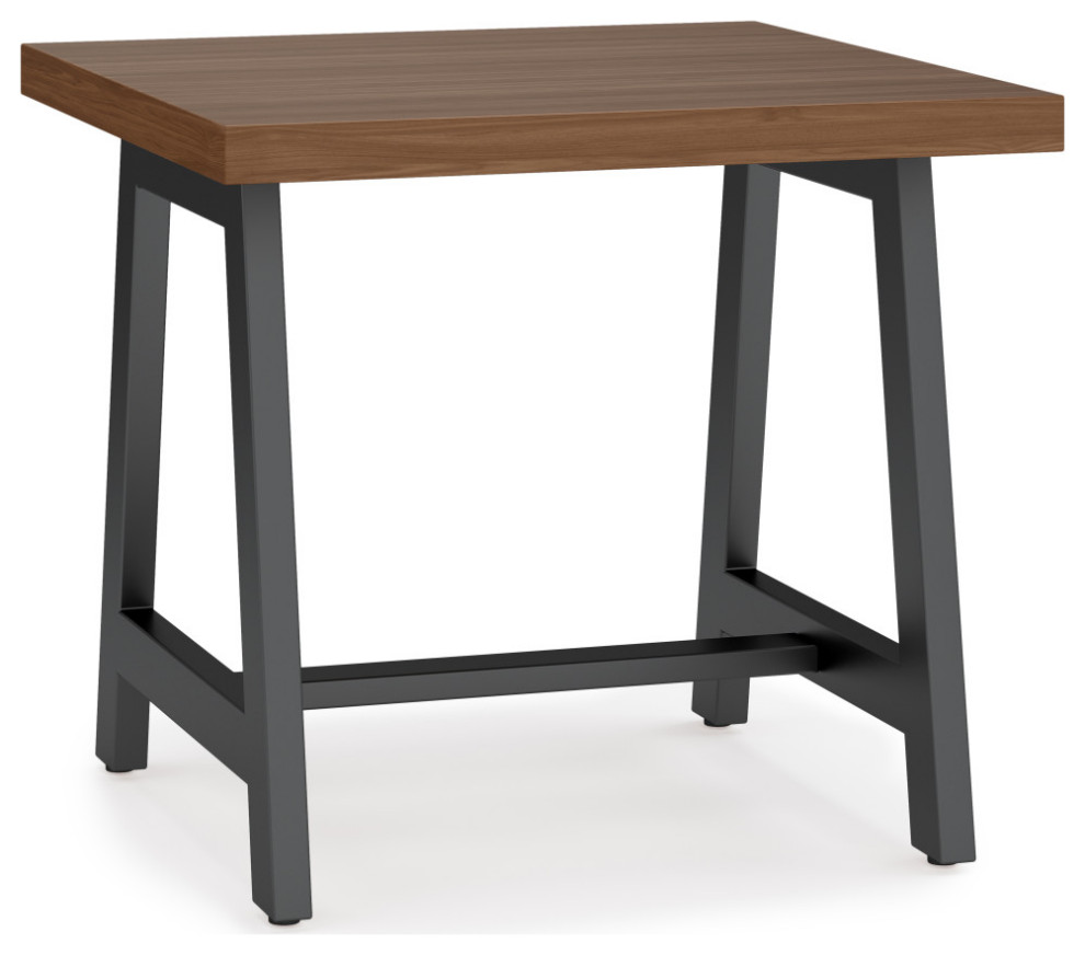 Sawhorse Solid Walnut Veneer and Metal End Table   Industrial   Side Tables And End Tables   by Simpli Home Ltd.  Houzz