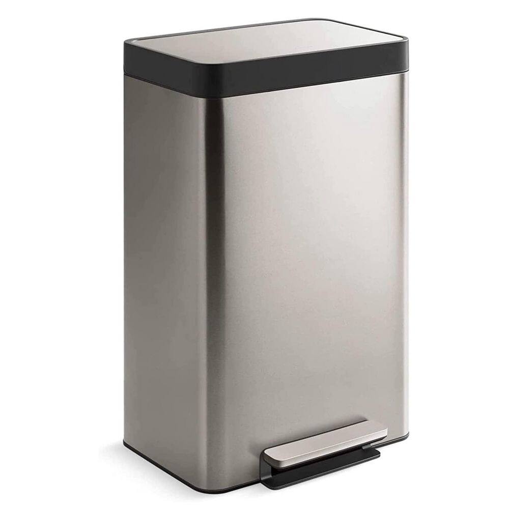 THE CLEAN STORE 50 Liter13.2 Gallon Soft-Close Smudge Resistant Trash Can with Foot Pedal and Built in Filter- Stainless Steel HD-79514