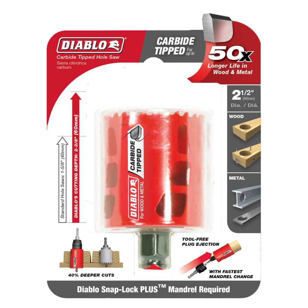 Diablo Tools 2-1/2 (64mm) Carbide-Tip Wood and Metal Holesaw