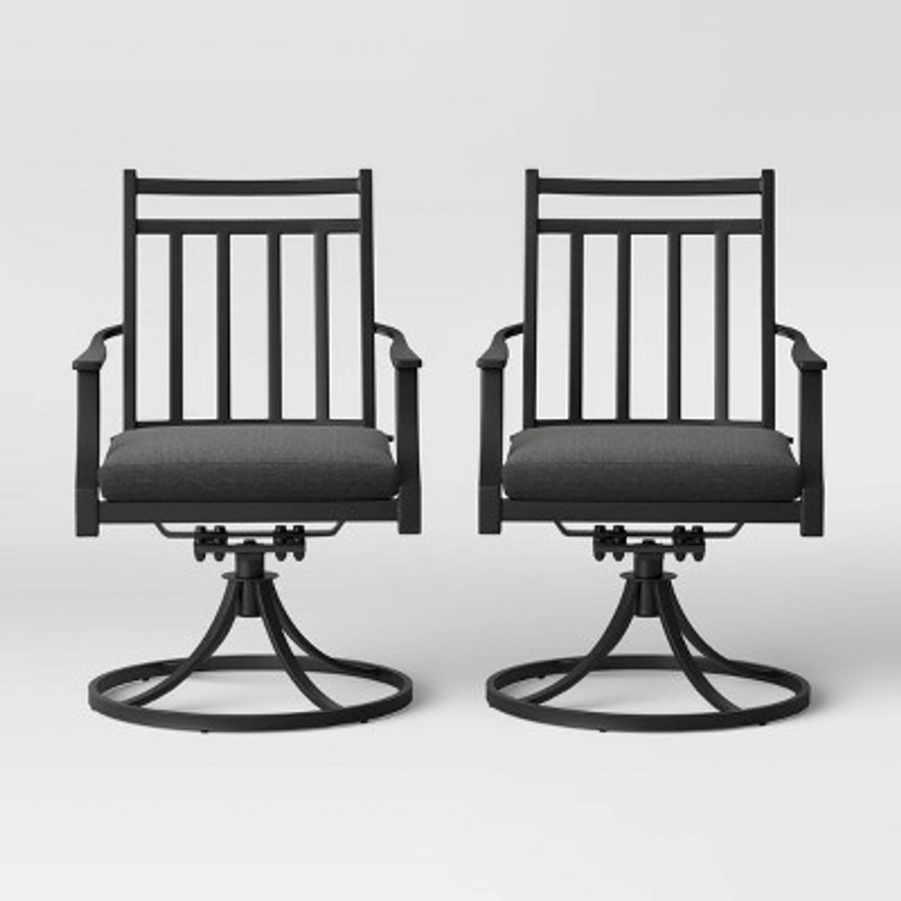 Fairmont 2pk Metal Swivel Rocking Patio Dining Chair Charcoal - Threshold™