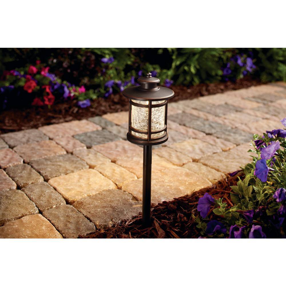 Hampton Bay Birmingham 3-Watt Oil Rubbed Bronze Outdoor Integrated LED Landscape Path Light with Crackled Shade JAQ1501L-2Crac