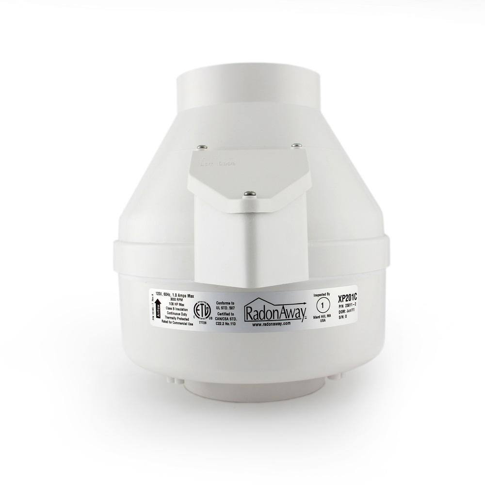 RadonAway XP201C 4 in. Inlet and Outlet Inline Radon Fan in White with 1.6 in. Maximum Operating Pressure 23011-1