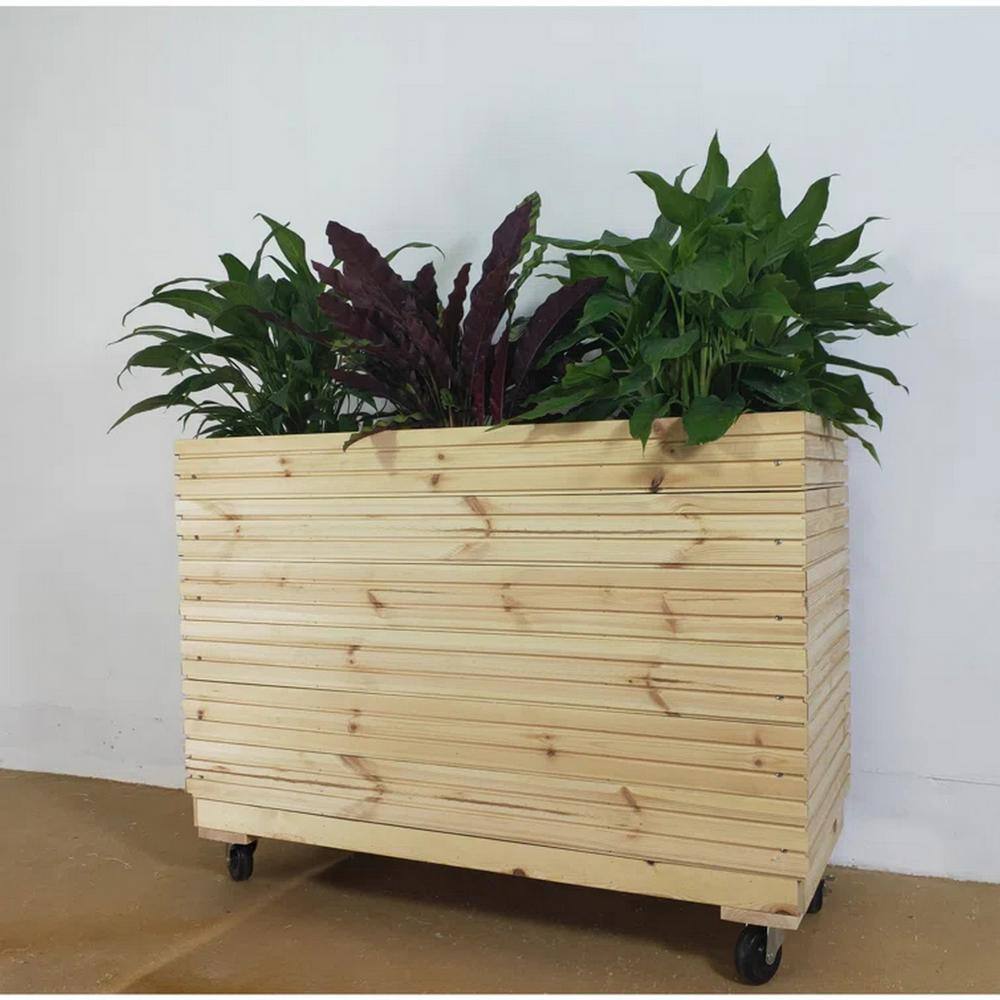 Ejoy 40 in. x 16 in. x 30 in. Solid Wood Mobile Planter Barrier (Set of 2-Pack) SolidWoodPlanter_40x30x16_2pc