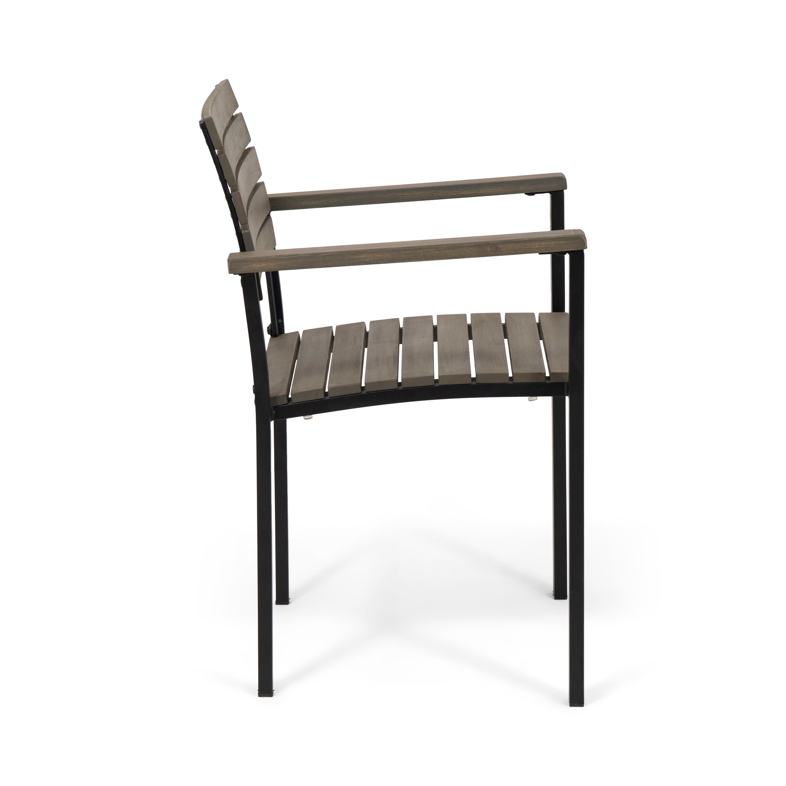 Alberta Outdoor Wood and Iron Dining Chairs (Set of 2)