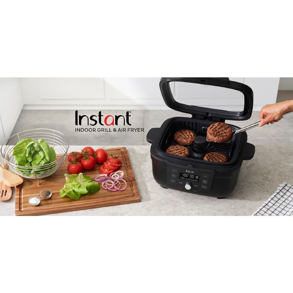 INSTANT 4 qt. Indoor Grill and Air Fryer Black with OdorEase and ClearCook Window 140-8001-01