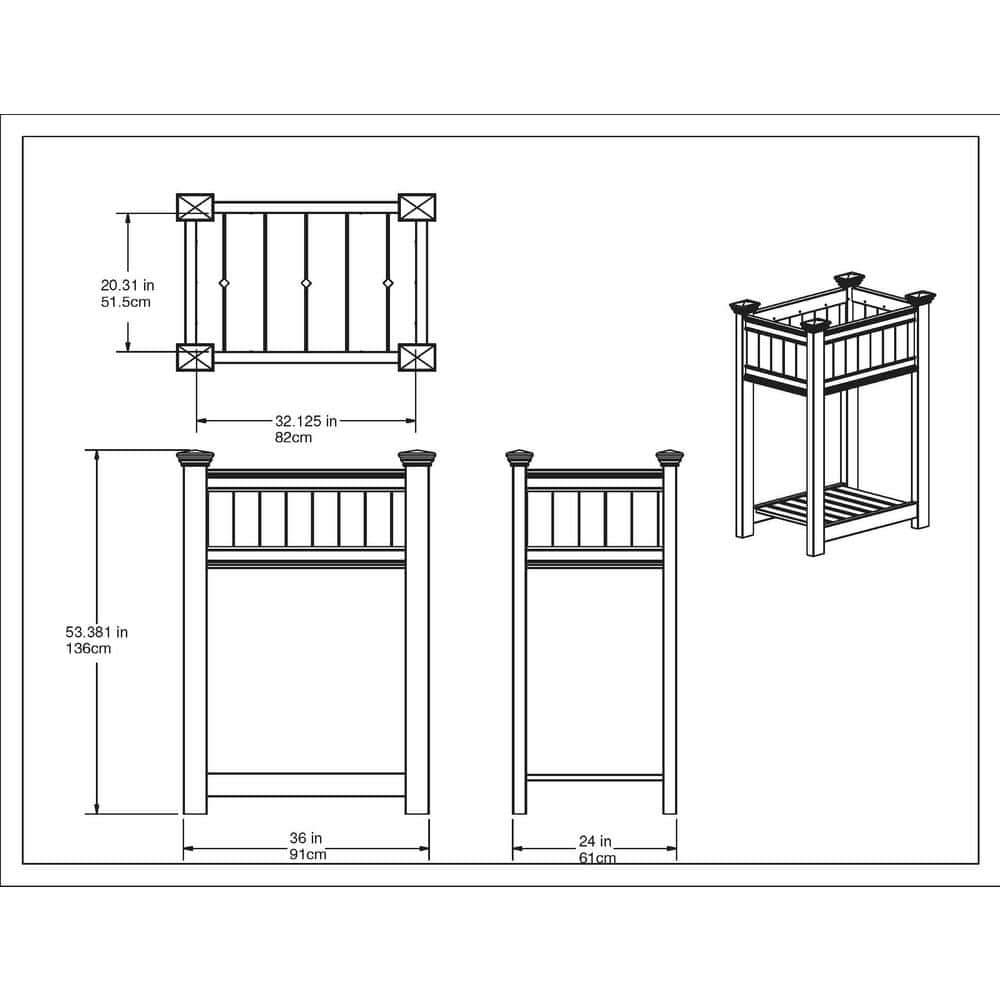 VITA 36 in. x 24 in. Urbanscape Raised Garden Bed Tomato Planter VA68217