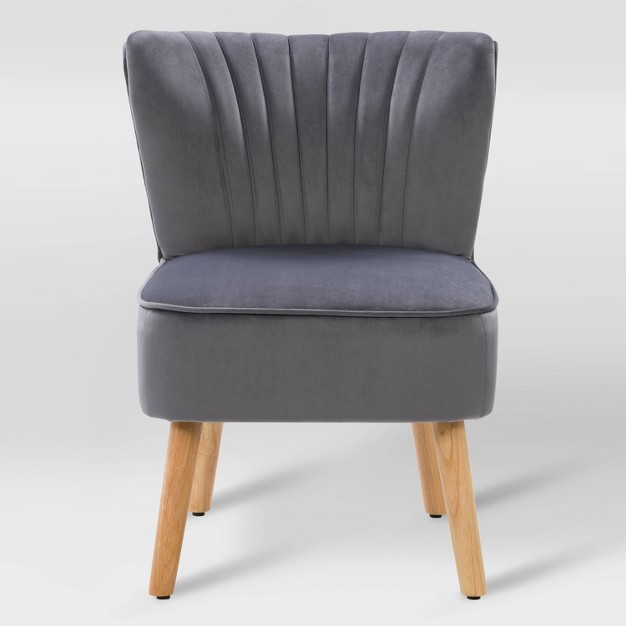 Lynwood Velvet Armless Accent Chair Gray Corliving