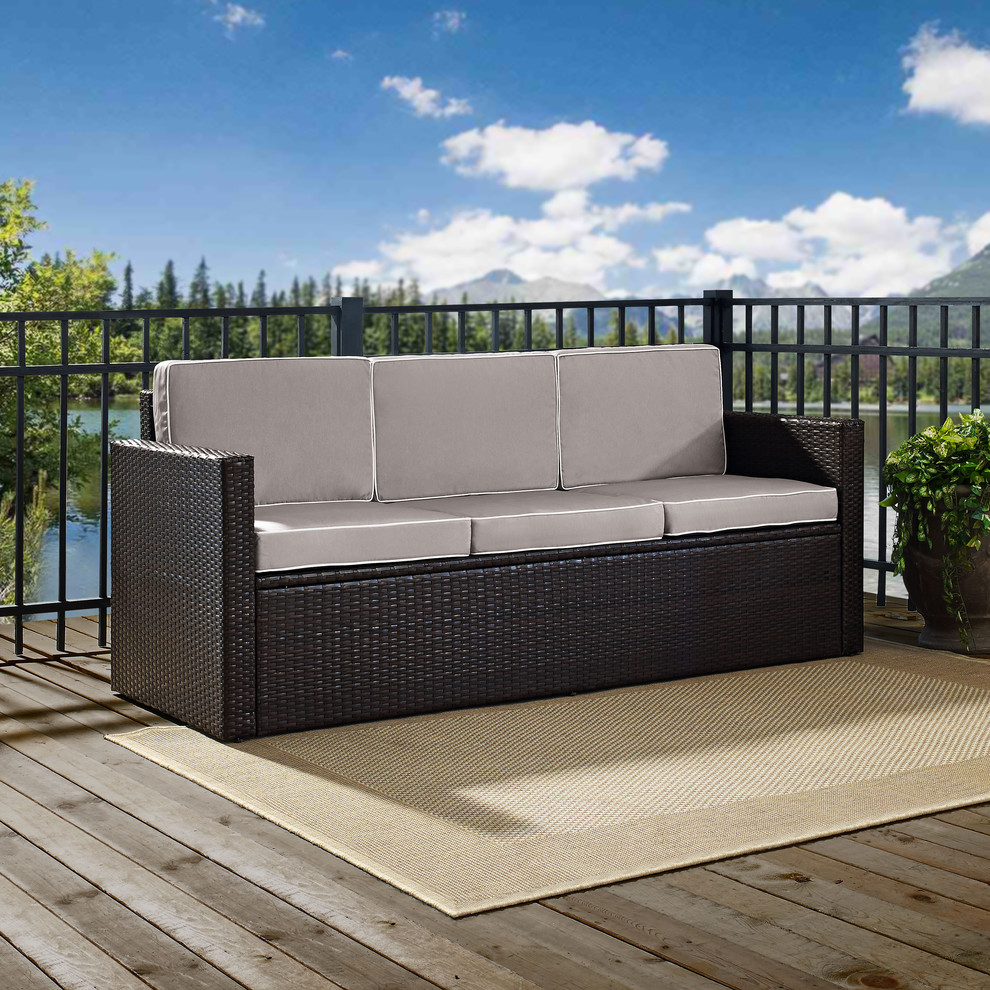 Palm Harbor Patio Wicker Sofa   Tropical   Outdoor Sofas   by Homesquare  Houzz