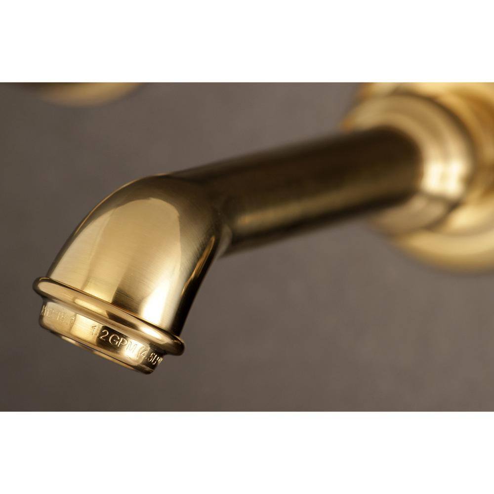 Kingston Brass Bel-Air 2-Handle Wall Mount Bathroom Faucet in Brushed Brass HKS7127BPL