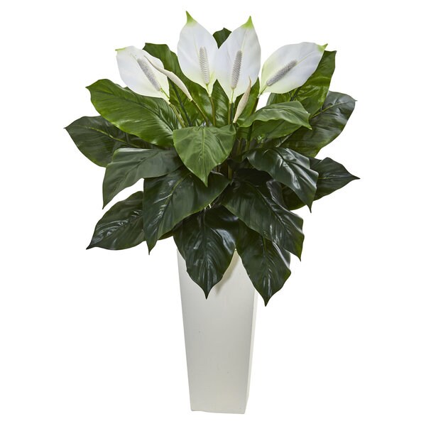 3' Spathifyllum Artificial Plant in White Tower Planter