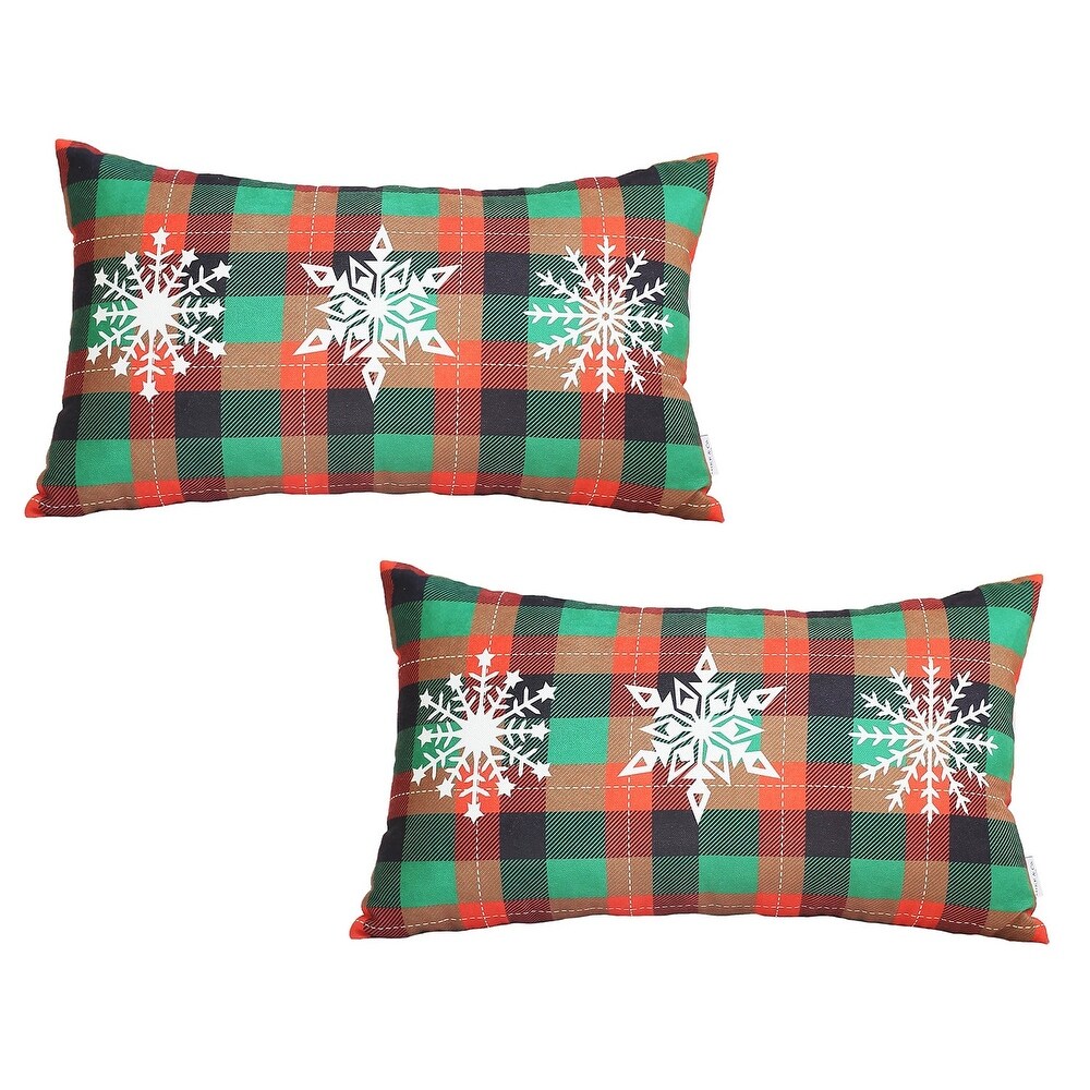 Christmas Snowflakes Lumbar Printed Pillow Covers (Set of 2)