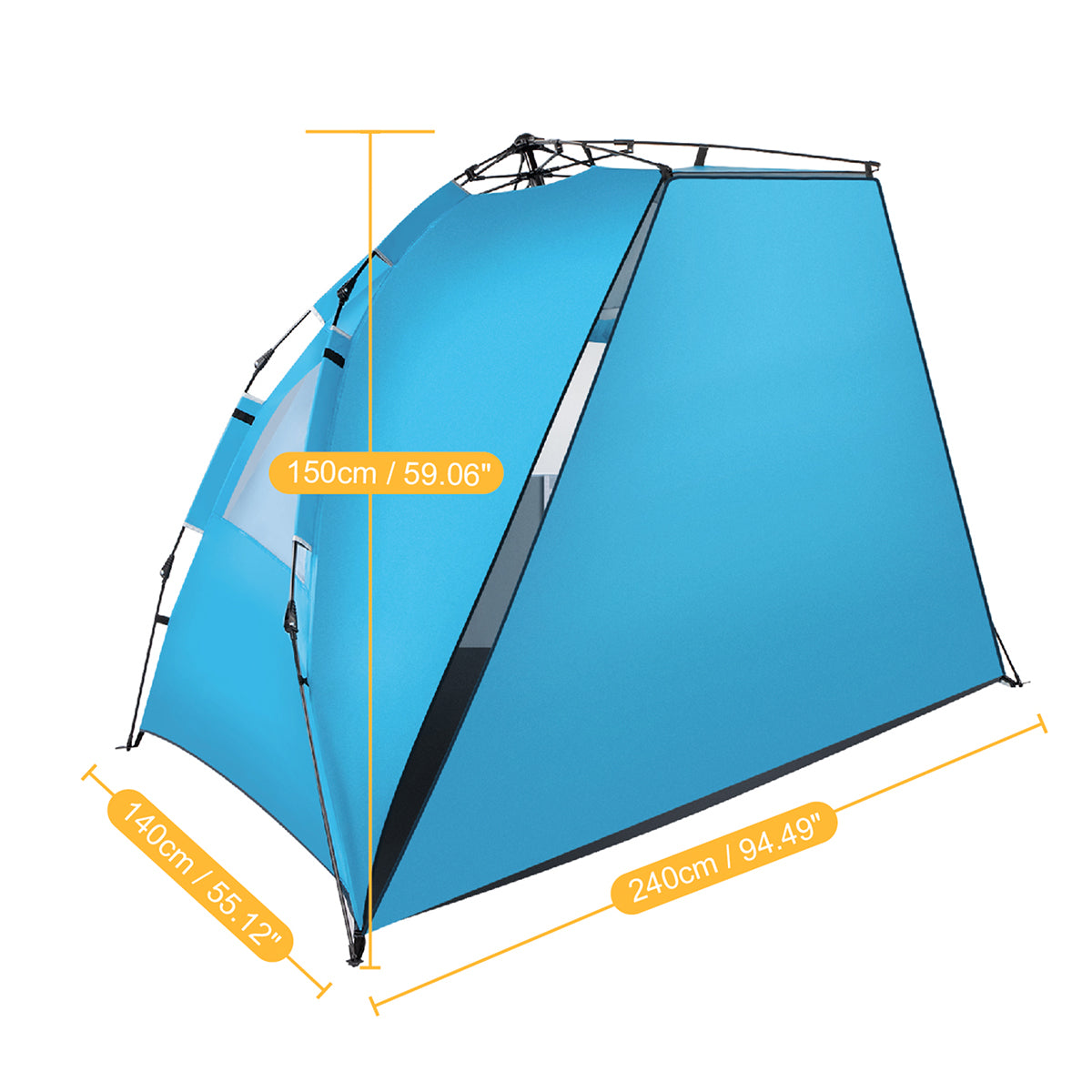 ES Beach Tent Fiberglass Pole Oxford Cloth Quick-Open Free Ride Picnic Tent Blue