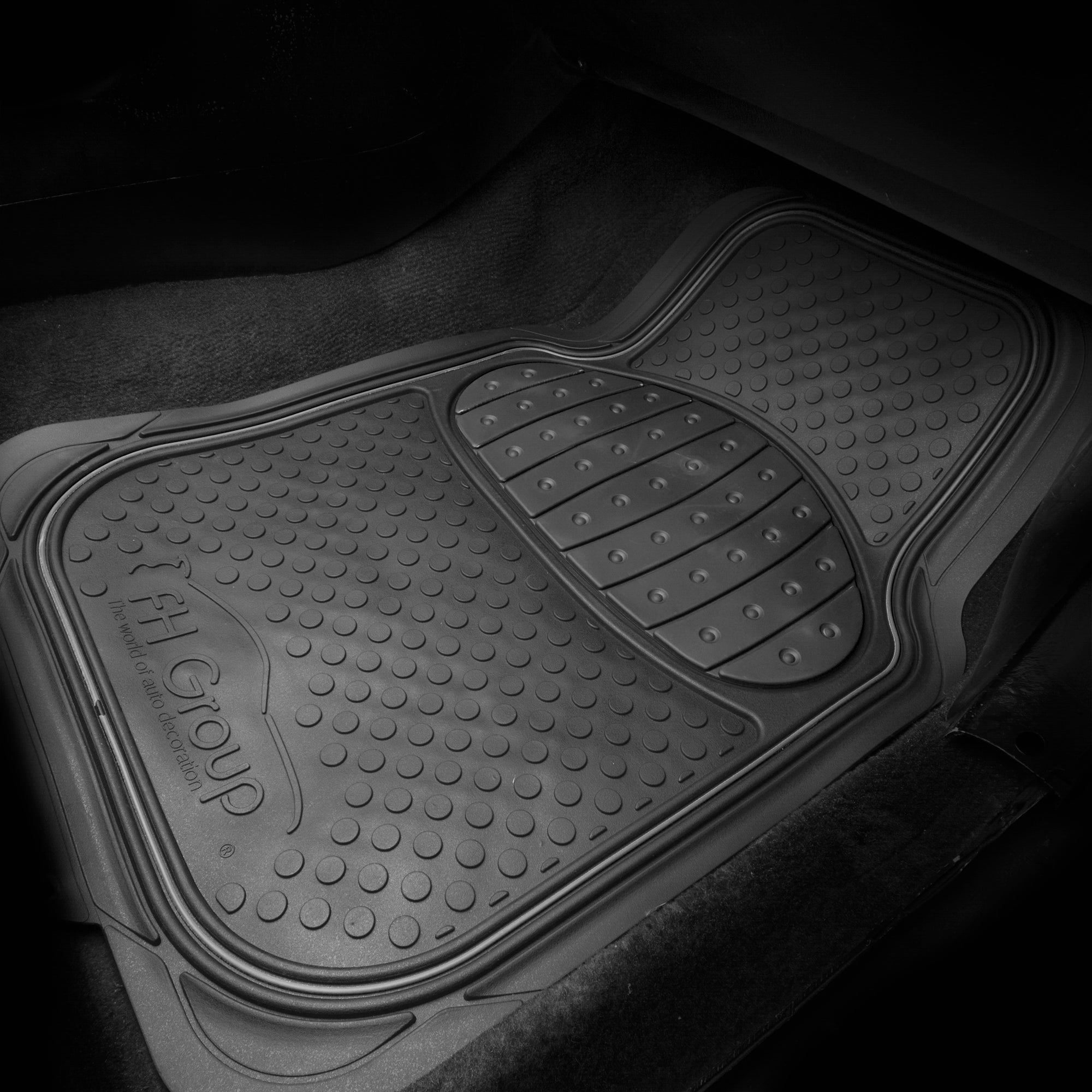 FH Group ClimaProof 3-Piece Rubber Black Car Floor Mats Universal Fit with Air Freshener