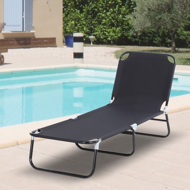 Outsunny Portable Outdoor Sun Lounger Lightweight Folding Chaise Lounge Chair W 5 position Adjustable Backrest For Beach Poolside And Patio