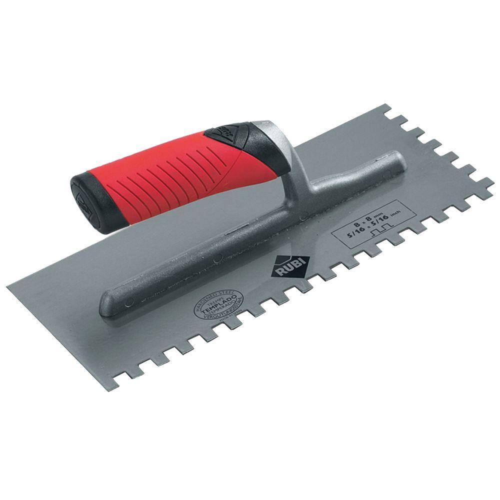 Rubi 18 in. x 18 in. Steel Notched Finishing Trowel 76961