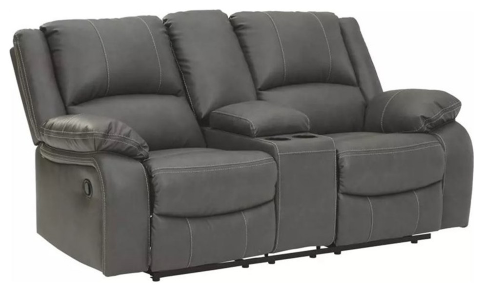 Bowery Hill Contemporary Power Reclining Loveseat in Gray Finish   Contemporary   Loveseats   by Homesquare  Houzz