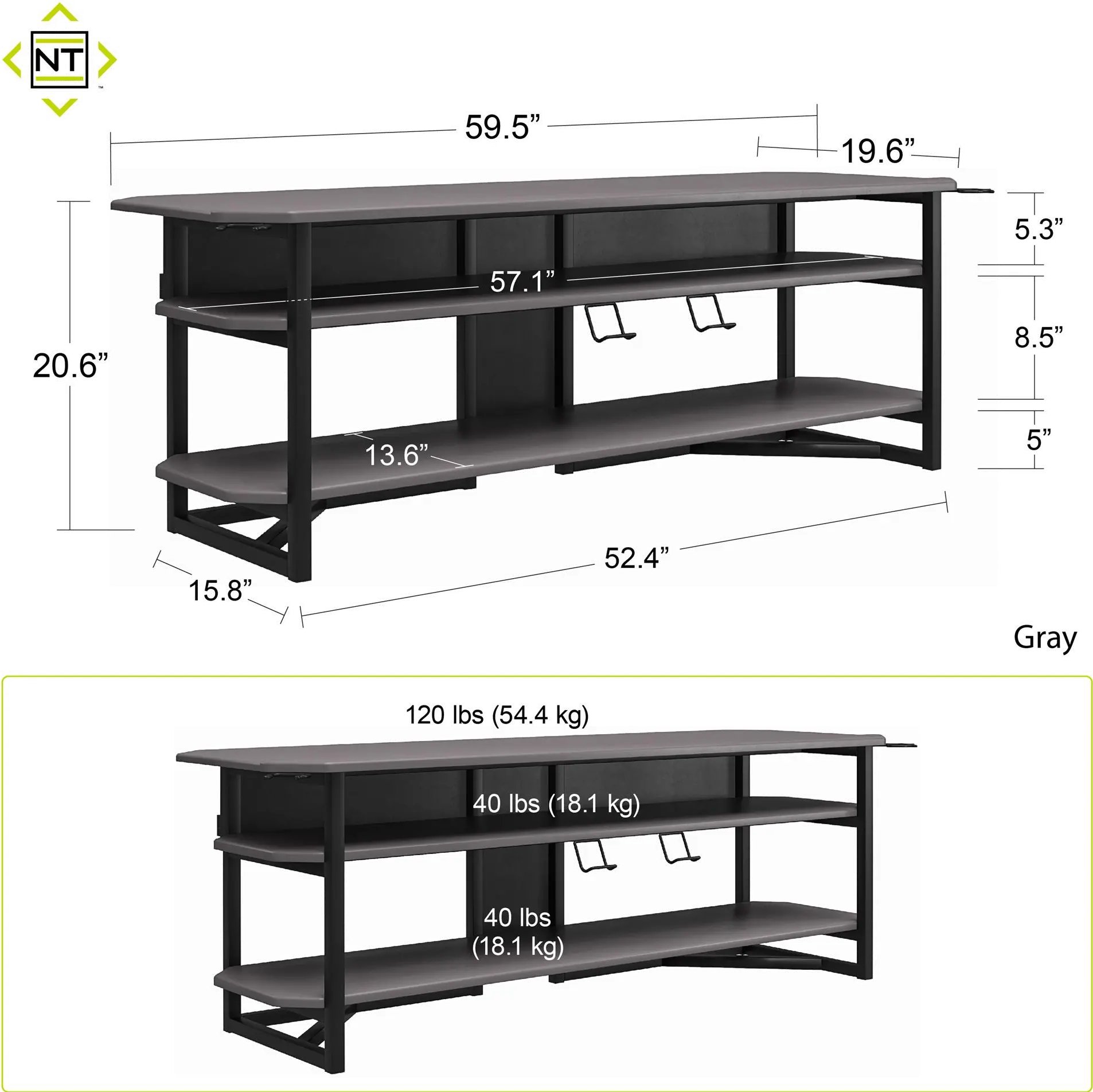 Quest Modern Gray Gaming TV Stand