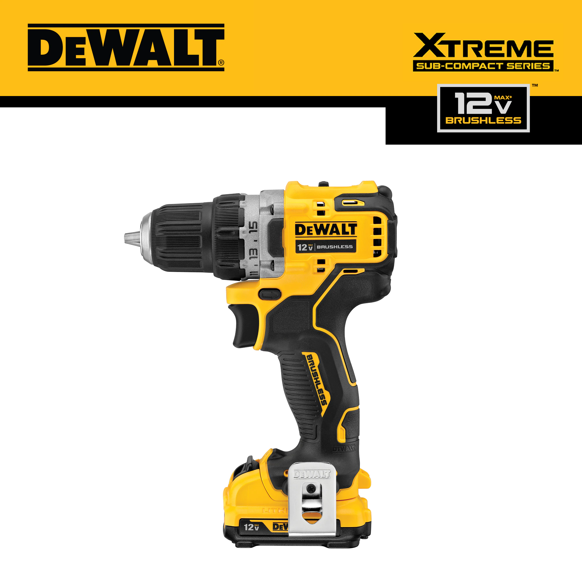 DEWALT DCD701F2 XTREME 12-volt Max 3/8-in Brushless Cordless Drill (2 Li-ion Batteries Included and Charger Included)