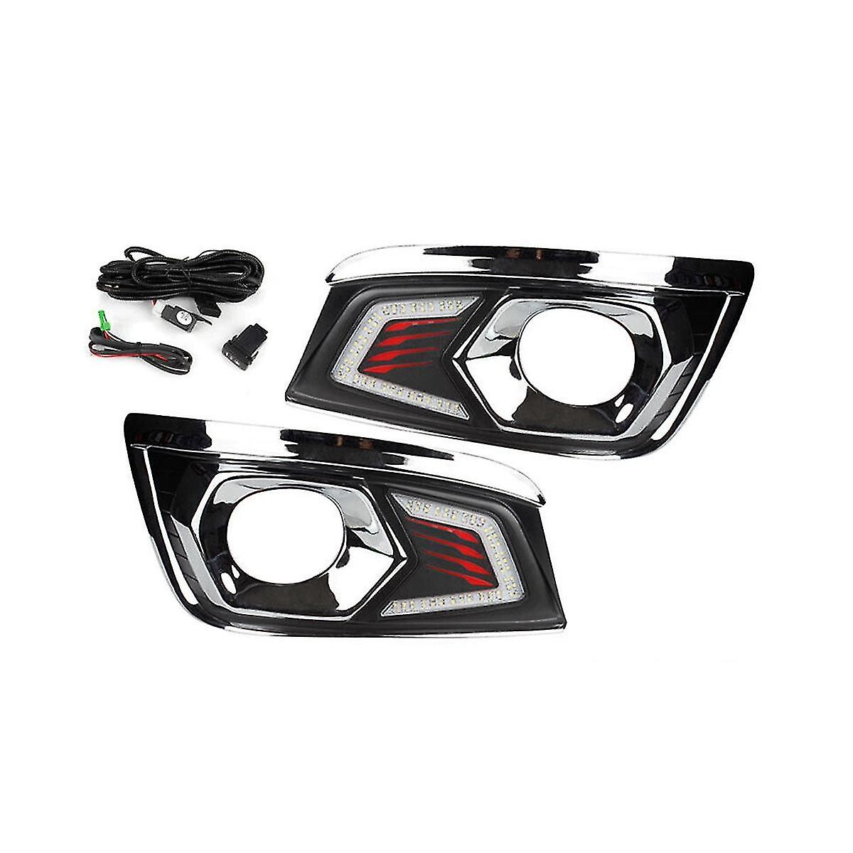 1 Pair Led Drl Car Daytime Running Lights Fog Lamp With Harness Switch For Fortuner 2012 2013 2014