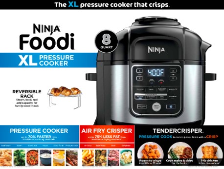 Ninja Foodi 10-in-1 8-quart XL Pressure Cooker Air Fryer Multicooker， Stainless， OS400