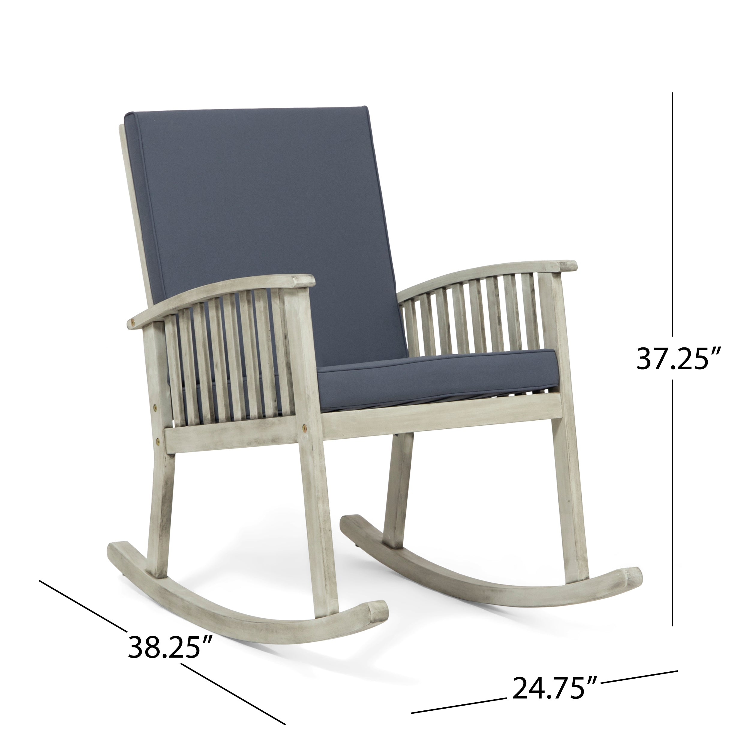 Emma Outdoor Acacia Wood 2 Seater Rocking Chairs and Side Table Set