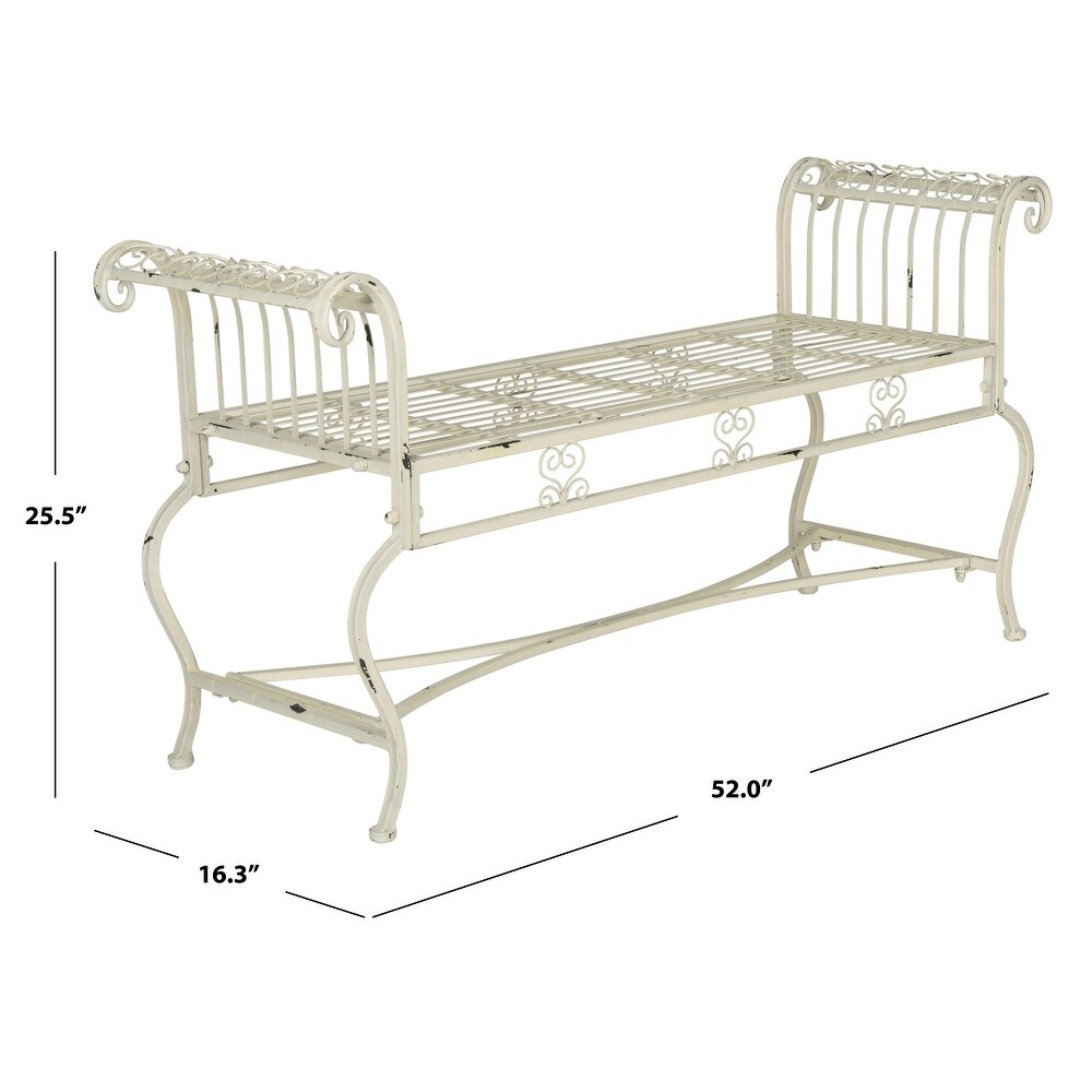 SAFAVIEH Outdoor Living Brielle Victorian Iron 52 inch Bench.   52\