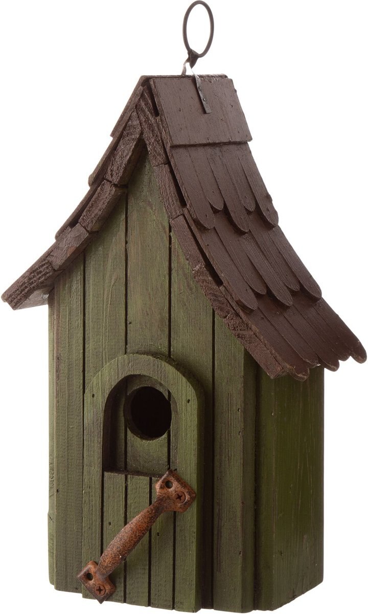 Glitzhome Distressed Wooden Bird House， 11.61-in