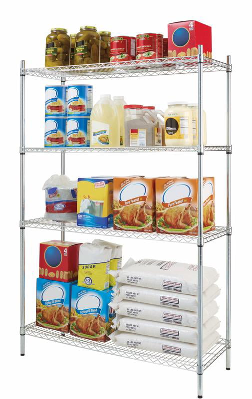 Hyper Tough 4 Tier Wire Shelf Unit Chrome Capacity 2400 lb with Levelers