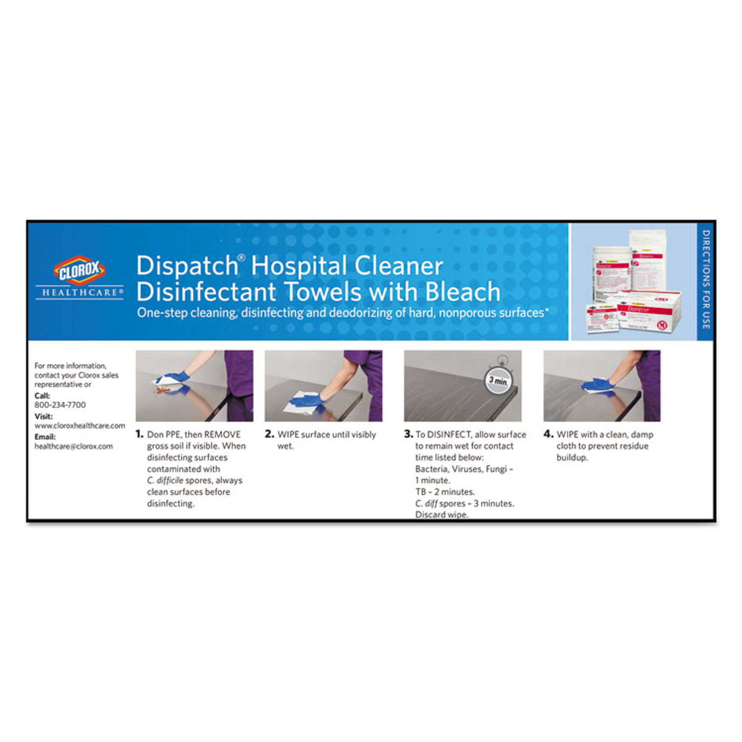 Dispatch Cleaner Disinfectant Towels by Cloroxandreg; Healthcareandreg; CLO69150