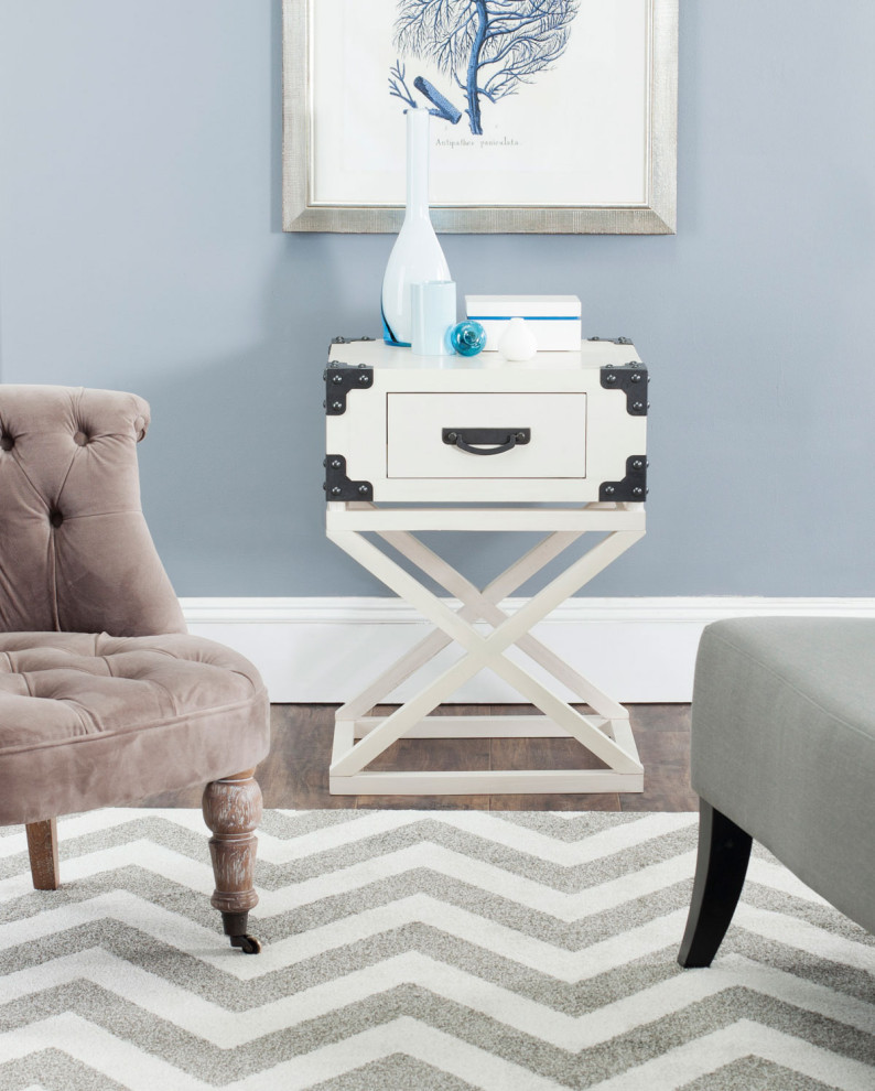 Mike Accent Table With Storage Drawer White   Contemporary   Side Tables And End Tables   by AED Luxury Home Decor  Houzz