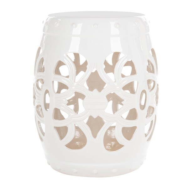 SAFAVIEH Imperial Vine White Ceramic Decorative Garden Stool