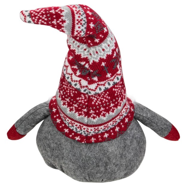 Northlight 17 inch Red Gray And White Lodge style Tabletop Gnome Christmas Decoration