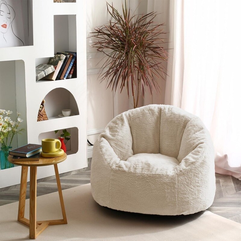 Large Bean Bag Chair 37in Soft Faux Fur