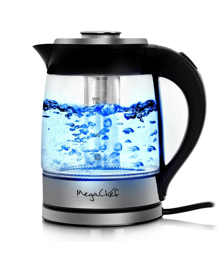 MegaChef 1.8 Liter Glass and Stainless Steel Electric Tea Kettle