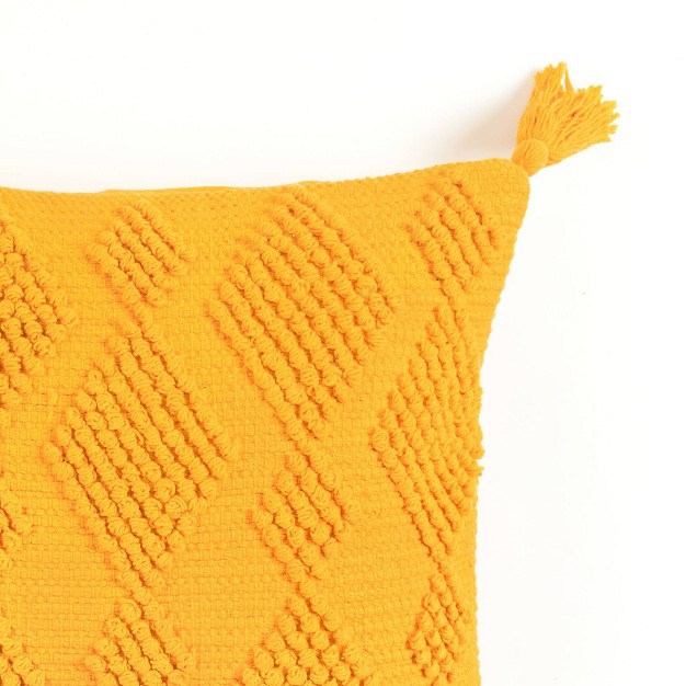 Julie Tassel Square Throw Pillow Yellow Lush D cor