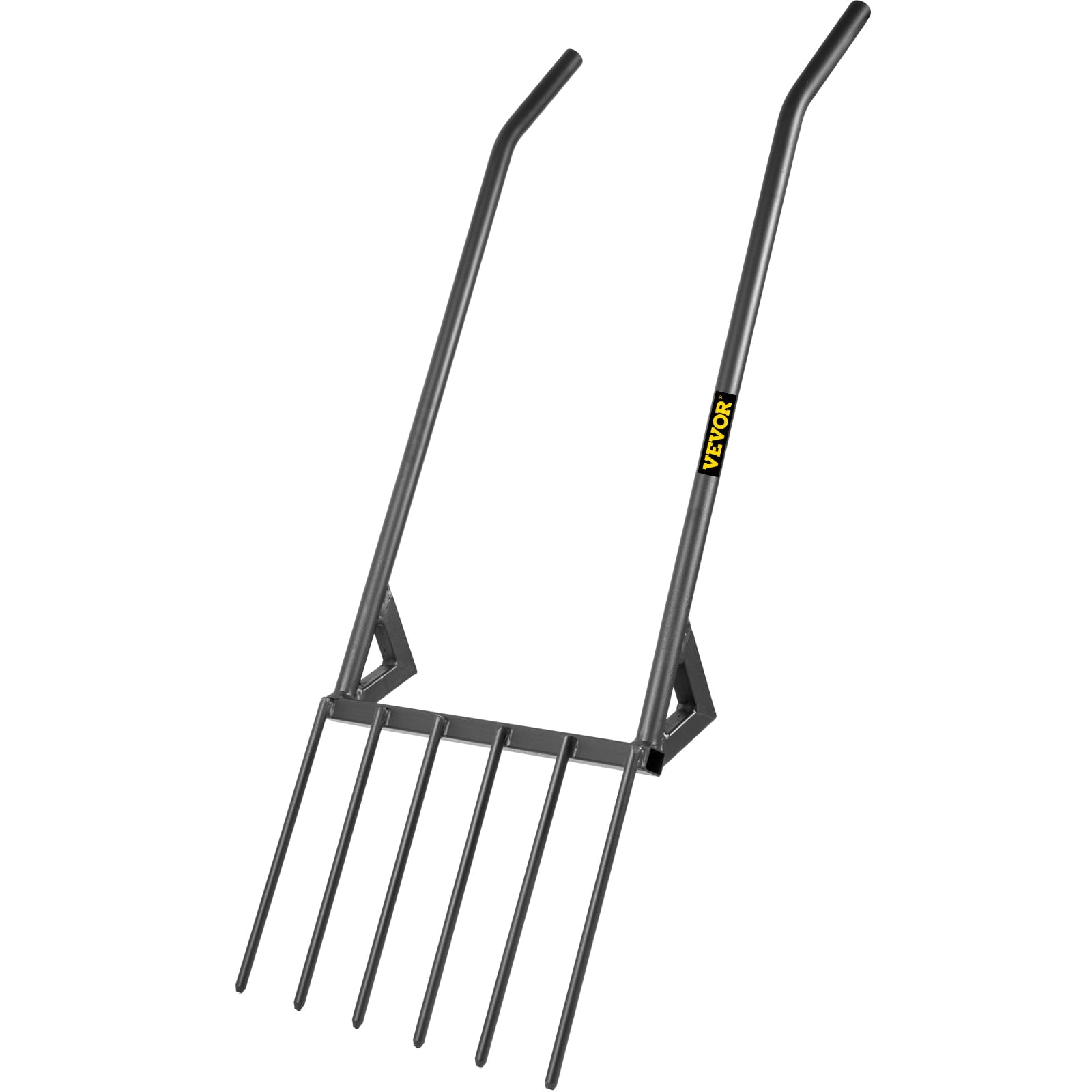 VEVOR Broad Fork Tool, 6 Tines Hand Tiller Broad fork, 20 Wide Broad fork Garden Tool, U-Shape Broad Fork Tiller with Steel Handle for Gardening and Cultivating, Aerate Clay Soil for Farm and Garden