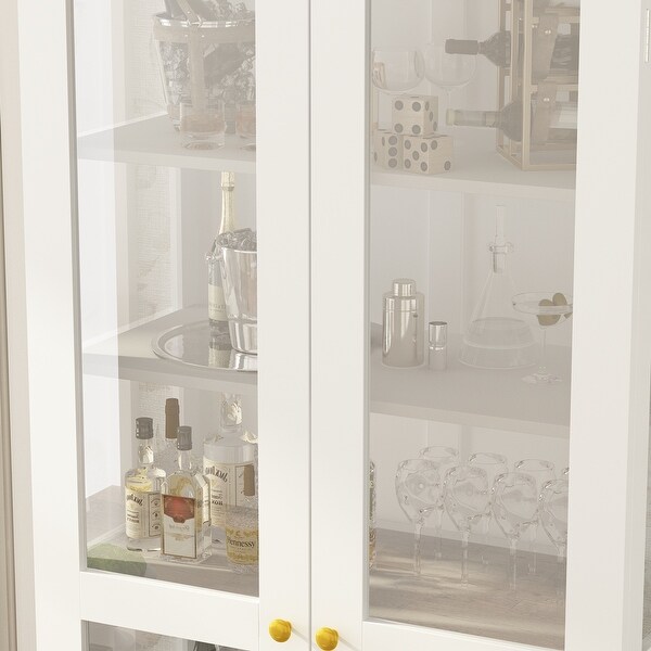 Glass Cabinet White Display Curio Storage Cabinet with Glass Doors - 70.9