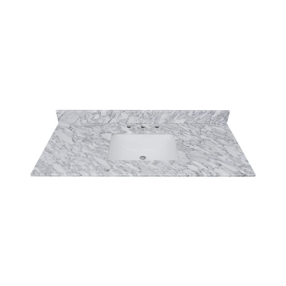 Home Decorators Collection 49 in W x 22 in D Bianco Carrara White Marble Vanity Top with White Basin