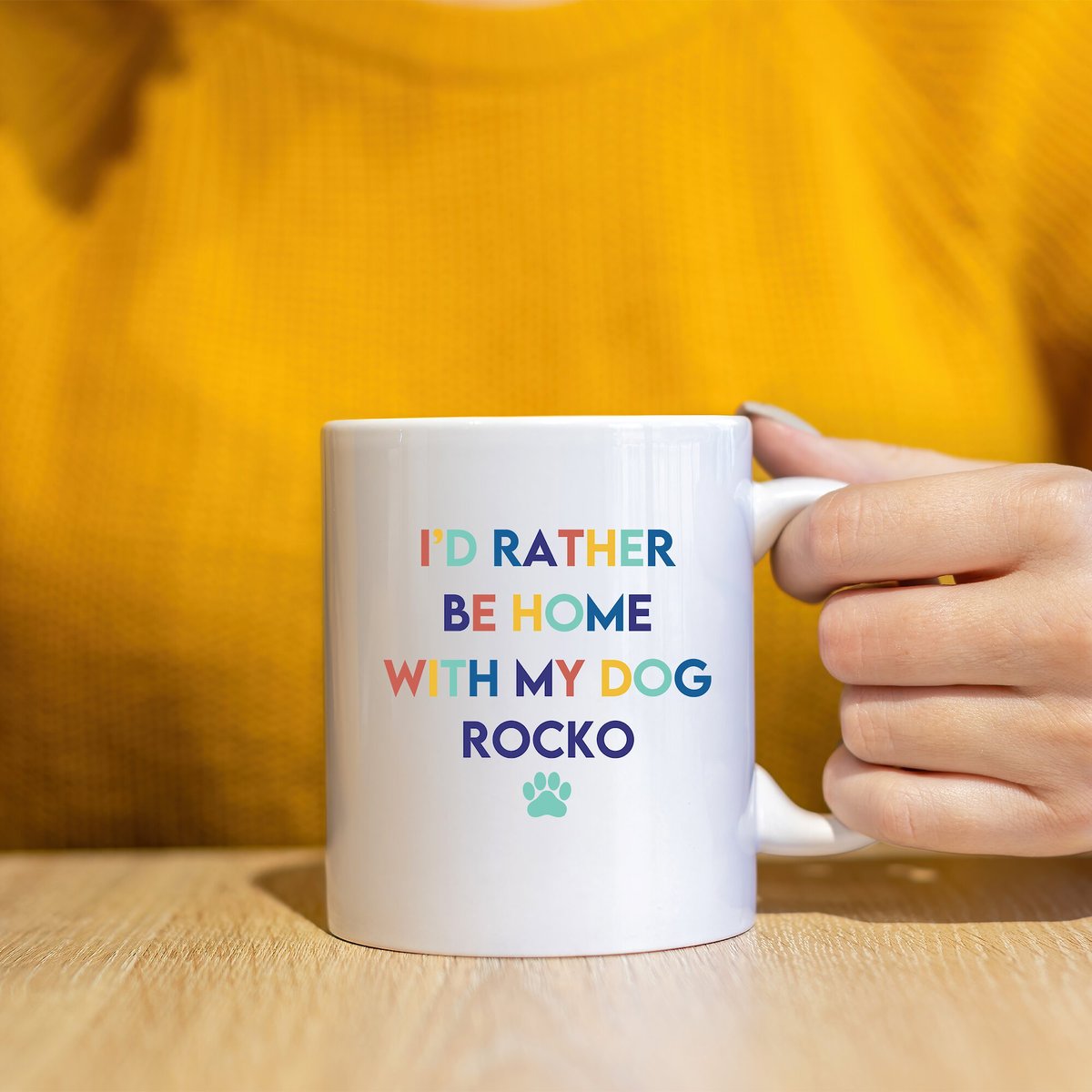 904 Custom Personalized I'd Rather Be Home With My Dog Coffee Mug， 11-oz