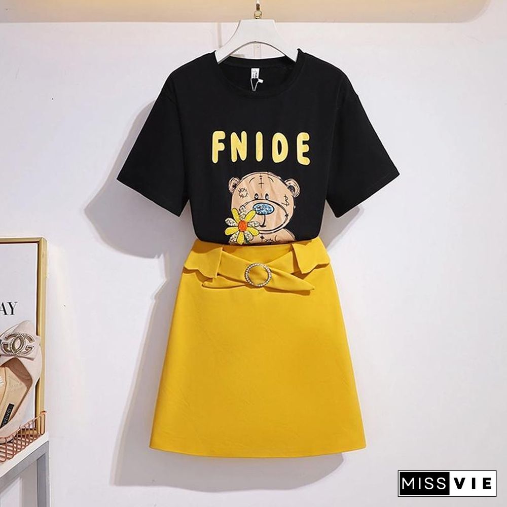 Cute Bear Tee+Chic Skirt P11144