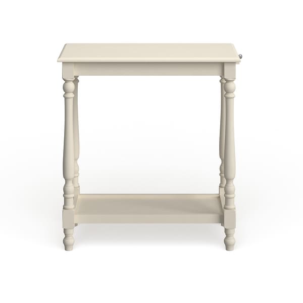 Furniture of America Quam Farmhouse White 12-inch Solid Wood Side Table