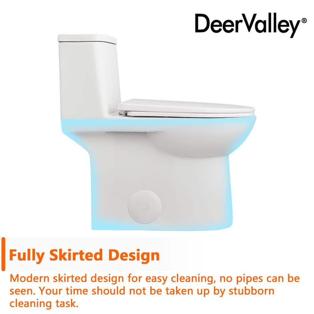 DEERVALLEY Ursa Comfortable Height 12 in Rough in Size 1Piece 08128 GPF Dual Flush Elongated Toilet in White Seat Included