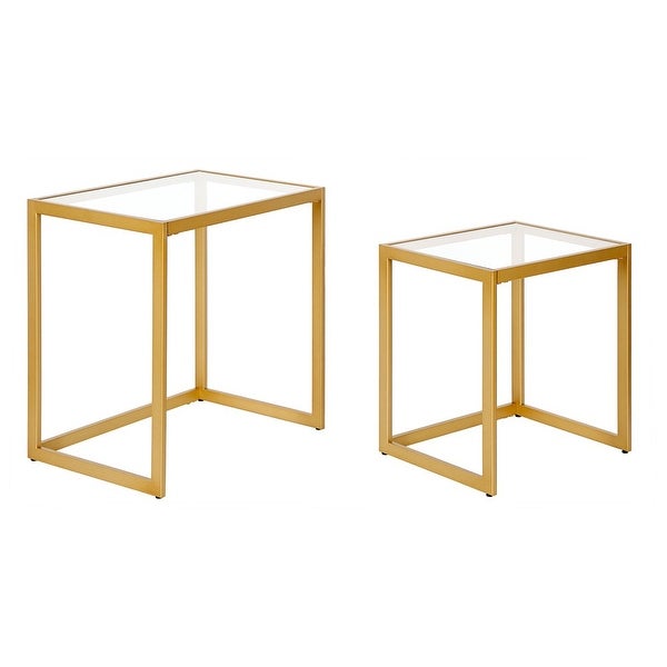 Nesting Side Table Set with Glass Top