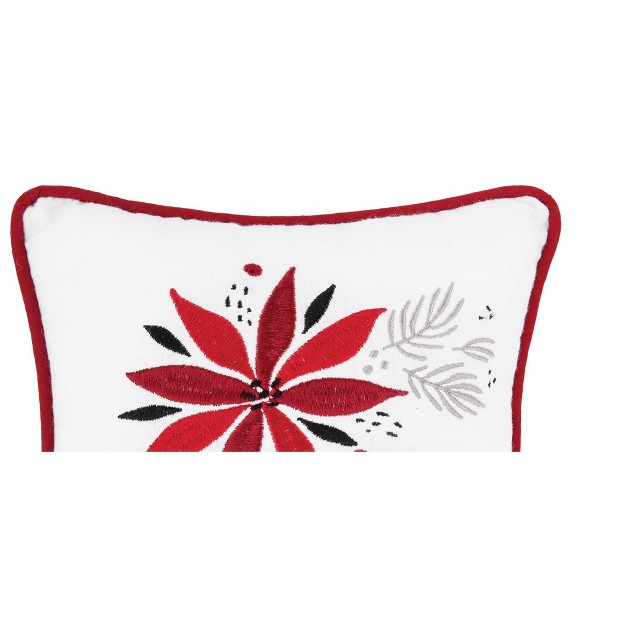 C amp f Home Poinsettia amp Mistletoe Embroidered Throw Pillow