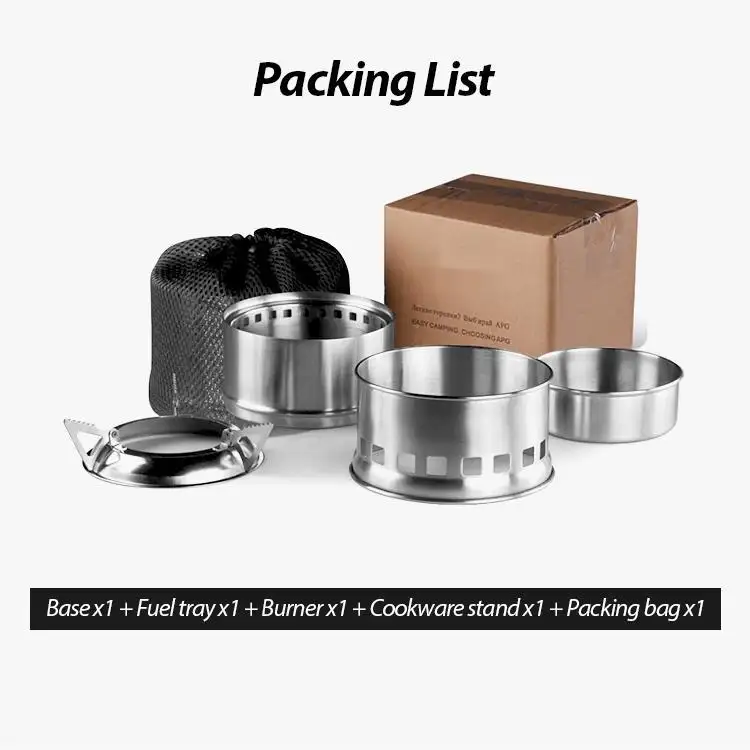 Portable Wood Cooking System Outdoor Hiking Burning Backpacking Camp Stove