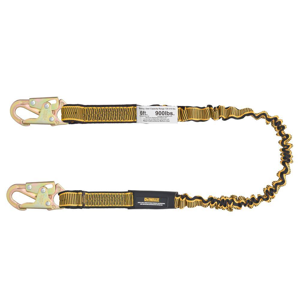 DW 6 ft. Lanyard Single Internal Absorber 4 ft. to 6 ft. Stretch Lanyard with Steel Snap Hooks on Both Ends DXFP613100