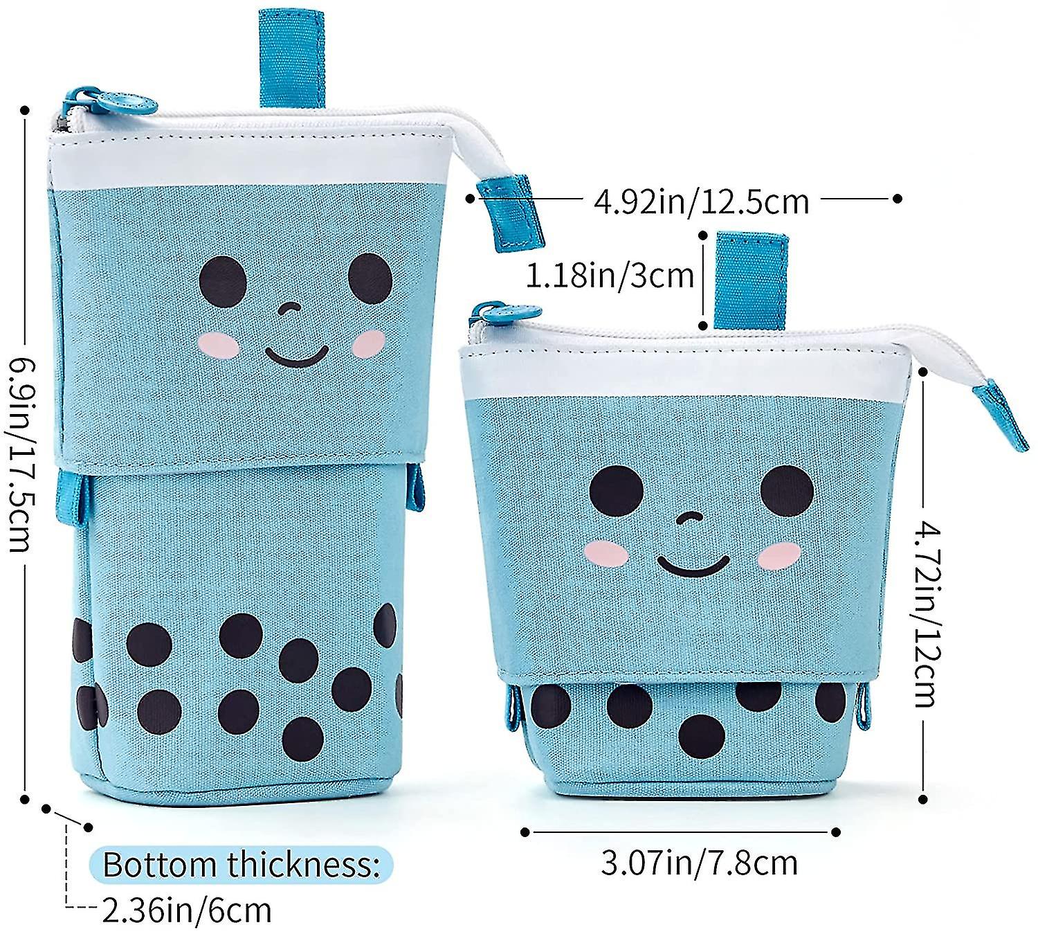 Veeki Cute Pen Pencil Telescopic Holder Pop Up Stationery Case，blue Standing Pencil Case  For School Students Office Women Teens Girls Boys