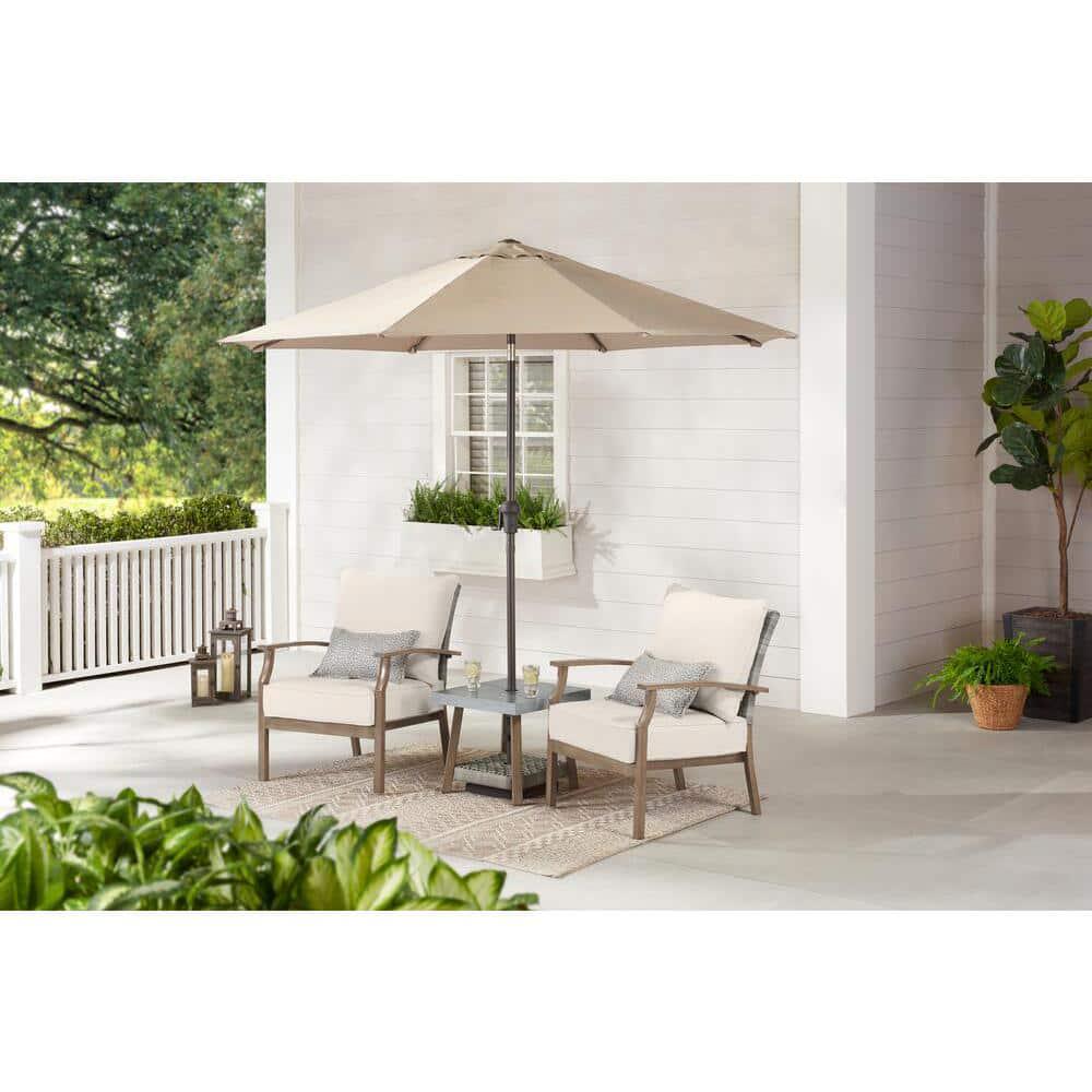 Hampton Bay Beachside 3Piece Rope Look Steel Outdoor Patio Bistro Set with CushionGuard Almond Tan Cushions